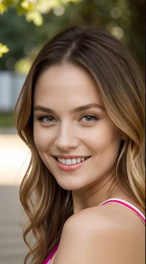 (Eine-1-Person:1.2), gorgeous lady, Sommersprossen, Broad smile, dunkles Make-up, Hyperdetaillierte Fotografie, weiches Licht, Head and Shoulders Portrait, Deckel, realistische haut mit Sommersprossen