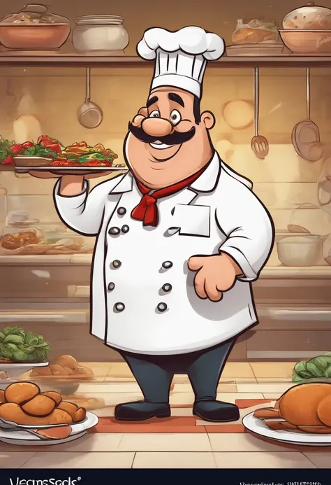 A cartoon Chef  thats fat with a big big toe