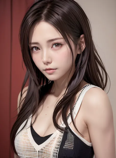 high quality picture, masutepiece, detailed hair texture, Detailed skin texture, Detailed Cloth Texture, 8K, Add fabric details, ultra detailed skin texture, ultra detailed photographic, Skin pores, Portrait of a girl, wearing tank top,