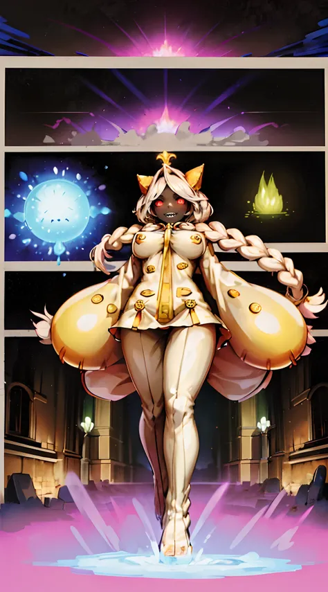 taokaka,,huge breast, , female,fantasy goddess,there is a cartoon picture of a woman with a very large breast, glowing angelic being, glowing holy aura, inspired by Luma Rouge, the non-binary deity of spring, ethereal rainbow nimbus, the butterfly goddess ...