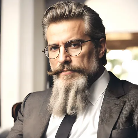 Hombre con barba y gafas, epic and classy portrait, Hombre guapo, Retrato de alta calidad, Toma de retrato, caballero, Hombre atractivo, Oldman con bigote, Modelo bien arreglado, canas y barba, Gentelman, barba gris, Hombre de cabello gris oscuro