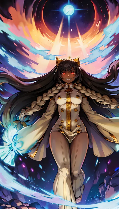 taokaka,,huge breast, , female,fantasy goddess,there is a cartoon picture of a woman with a very large breast, glowing angelic b...