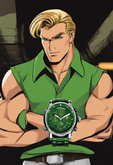 Personagen Animated Blonde Green Shirt Mens Omnitrix Watch