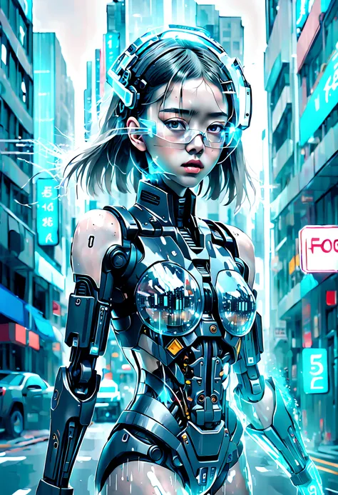 Complex illustrations in surrealist art style，mecha-girl，Futuristic girl，polaroid photograph, filmgrain,  (Cyberpunk:1.3), The new black,(desolving:1.3), (disintegrating:1.3), (disappear:1.3)
Incognito as a virtual hologram person， [European|Korean] Girlfr...