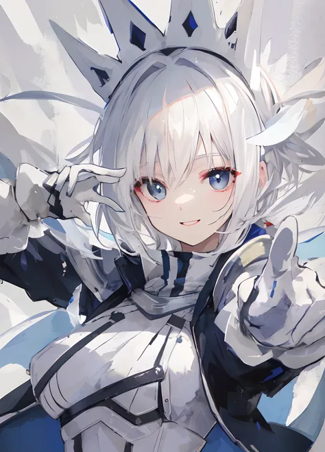 White Knight　white  hair　Crazy smile