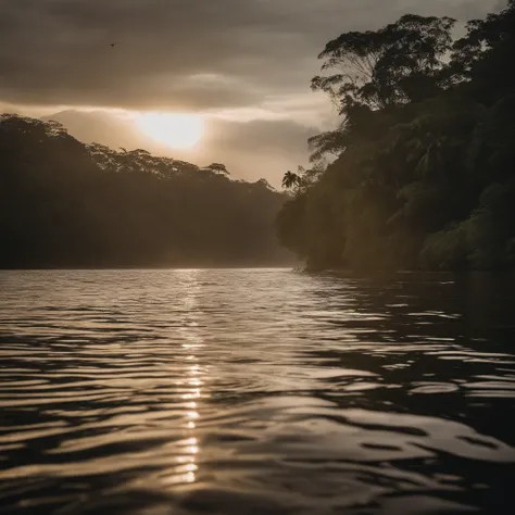 Rio Negro in the Amazon, Fish jumping in the water, sol brilhante, cachoeira