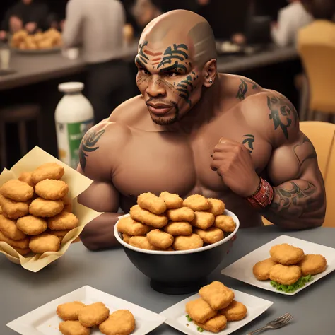 mike tyson eating chicken nuggets