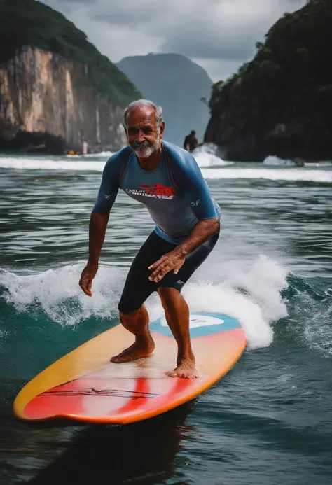 Papa surfando no Rio de Janeiro perto do pier