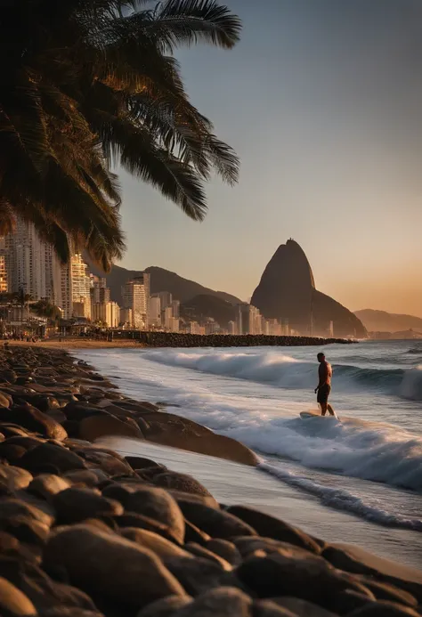 Papa surfando no Rio de Janeiro perto do pier