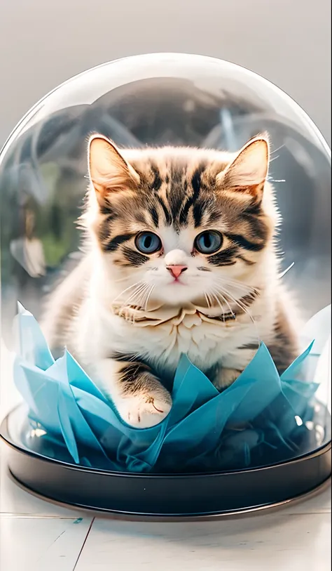 baby cat in a transparent case