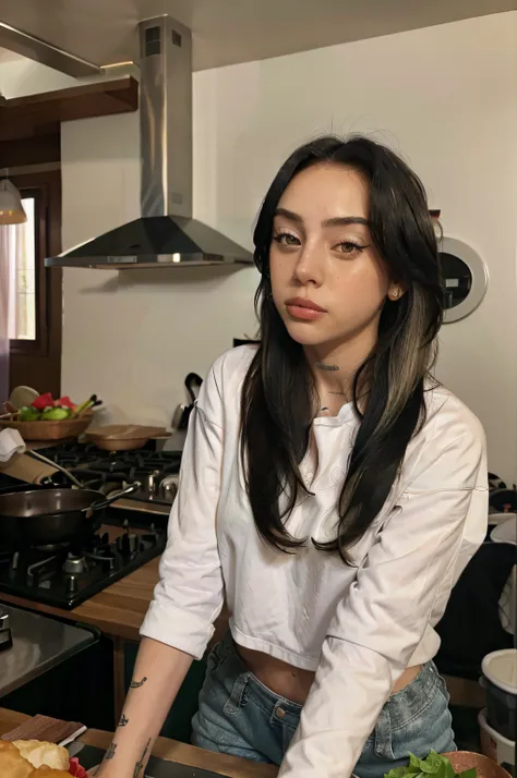 a woman en la cocina preparando algo de comer