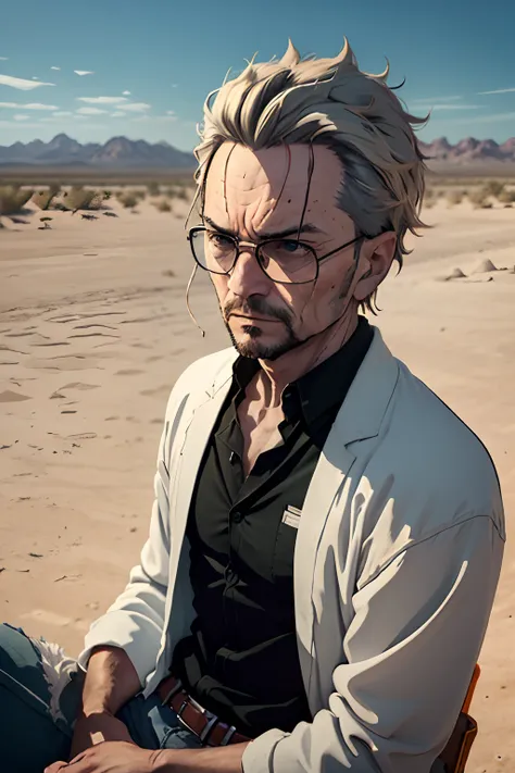 high-res,(best quality,4k,8k,highres,masterpiece:1.2),ultra-detailed,(realistic,photorealistic,photo-realistic:1.37),portraits,landscape,
Walter White, a middle-aged chemistry teacher with thinning hair and a scruffy beard. He wears a pair of rectangular g...