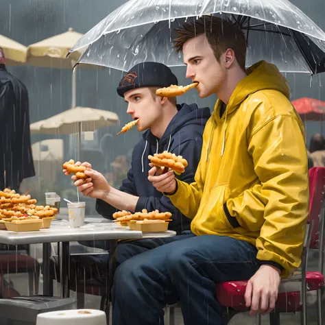 jesse pinkman eating corndogs in the rain