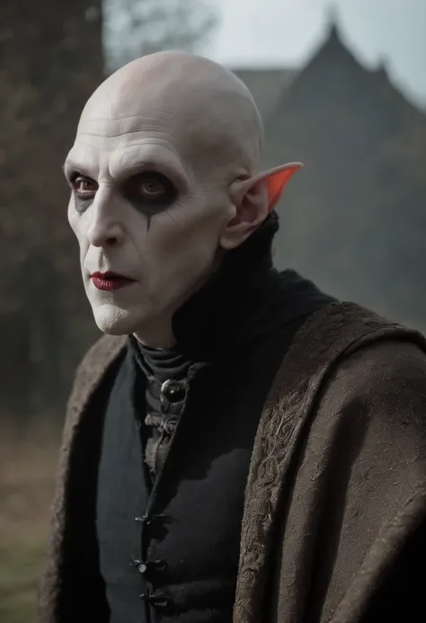 Foto RAW, Melhor, master part, best quality, alta qualidade, extremamente detalhado (assustador macho Nosferatu vampiro lorde: 1.3), vampiro mais velho, presas longas, pale skin, best quality, Cinematic lighting, foco nítido, photo-realistic, ultra-realist...