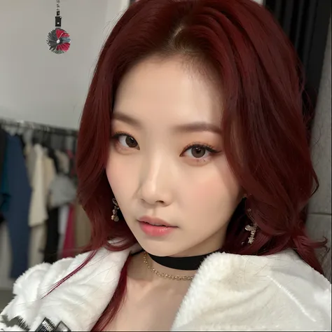 mulher de araffe com cabelos ruivos e uma jaqueta branca olhando para o celular, Dom Yunjoo, Heonhwa Choe, Jinyoung Canela, Jaeyeon Nam, Retrato de Jossi de Blackpink, Parque Ji-min, TaeJune Kim, jossi do blackpink, Lee Ji-eun, Lee Ji - Eun, menina coreana...