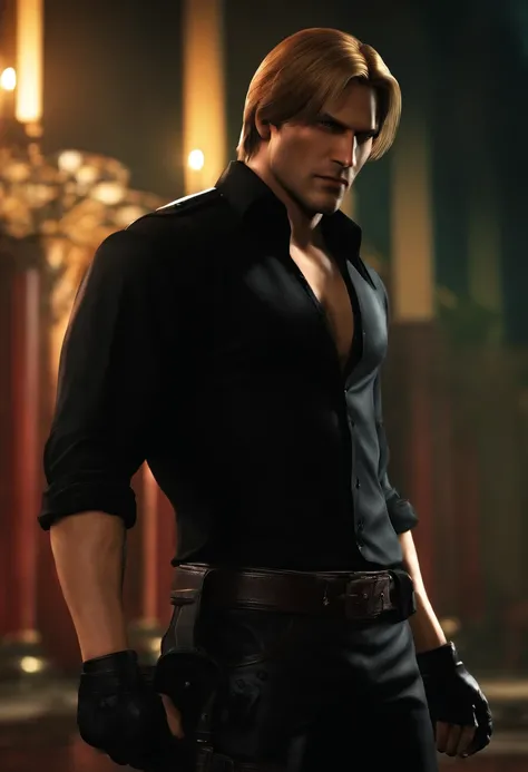 Leon Kennedy with black shirt