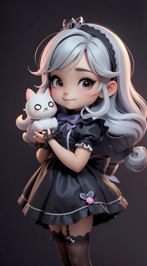 Create an 8K version of the goth character Loli Alice .

Boneca Chibi Alice: Gothic It should look charming and beautiful, Keep the iconic elements of the original character. Alice Gothic Chibi should have a round face with large dimensions, olhos claros, ...