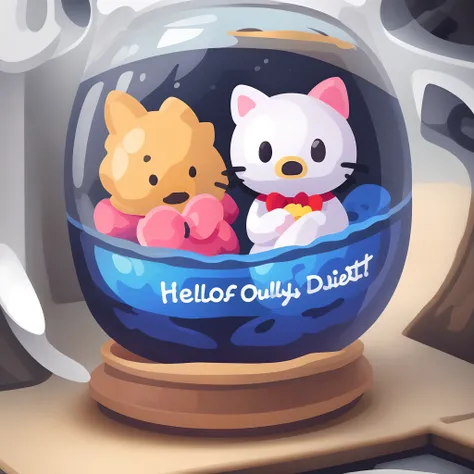 call of duty ghost holding a hello kitty plushie fishbowl effect