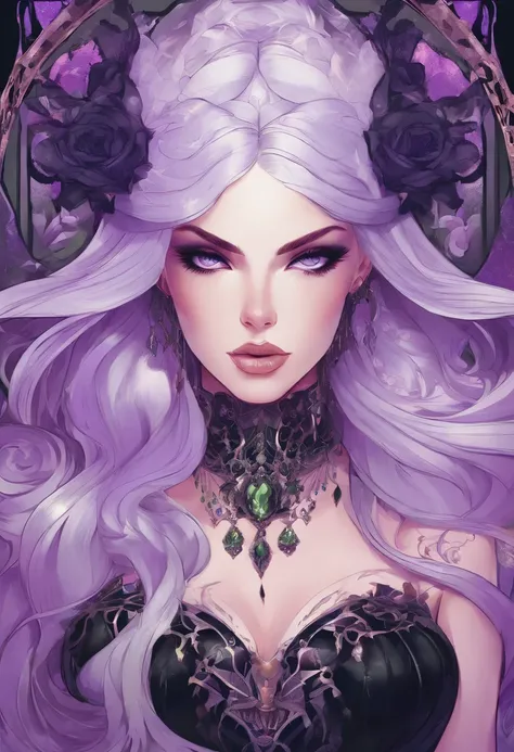 a close up of a woman in a costume with purple hair and purple glowing eyes, glowing green pumpkins, lois van baarle and rossdraws, artgerm and lois van baarle, artgerm and rossdraws, rossdraws cartoon vibrant, beautiful succubus, ross tran style, rossdraw...