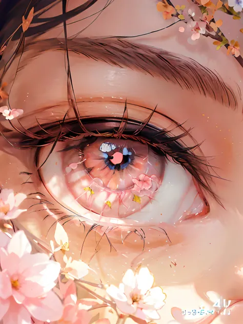 Anime has flowers and leaves on its eyes, Detailed digital anime art, Black pupils，Black eyes，Black flowers，Ultra-fine eyes, Stunning anime face portrait, Anime art wallpaper 4 K, Anime art wallpaper 4k, hyper detail eyes, style of anime4 K, Beautiful digi...