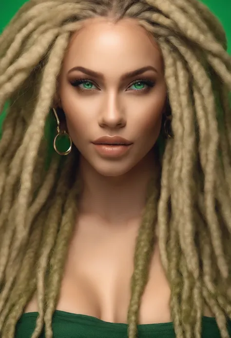 blond dreadlocks woman green eyes big boobs realistic twerking