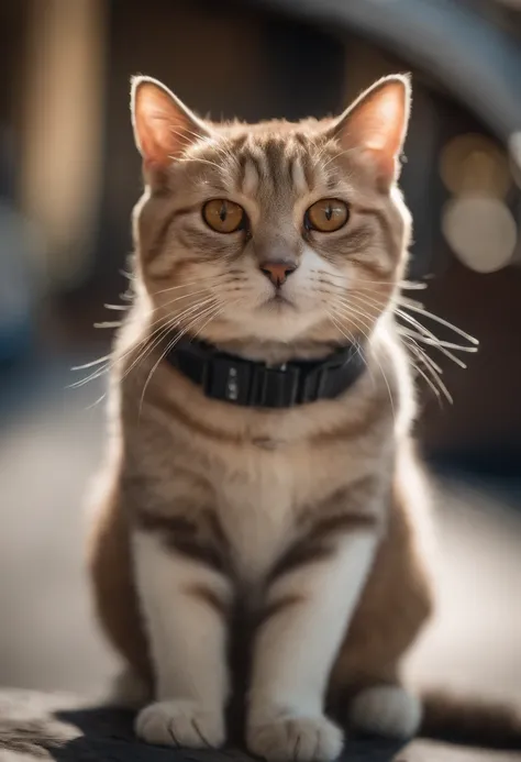 Perfect centralization, gatinho bonito, Use uma jaqueta, wearing sunglasses, Usando fones de ouvido, alegria, Standing position, beleza abstrata, Centrado, looking at the camera, Facing the camera, Approaching perfection, Dynamic, altamente detalhado, liso...