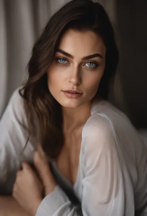 Phoebe Tonkin arafed woman fully , sexy girl with blue eyes, ultra realistic, meticulously detailed, portrait sophie mudd, brunette hair and large eyes, selfie of a young woman, bedroom eyes, violet myers, without makeup, natural makeup, looking directly a...