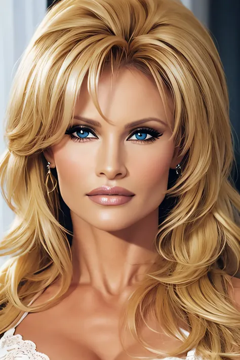 sable diva, face portrait,  blonde hair,