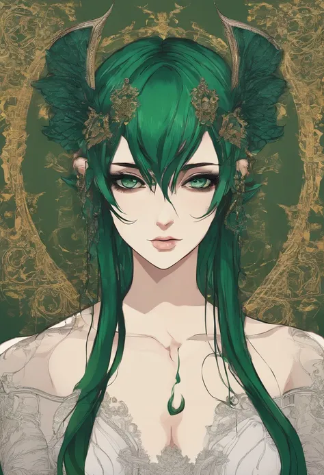 Female, short dark green hair, dark green eyes, childish features, long elf ears, from front view, big thighs, big breasts, naked