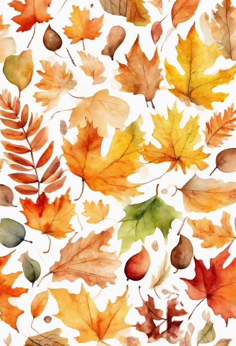 White background with autumn pattern