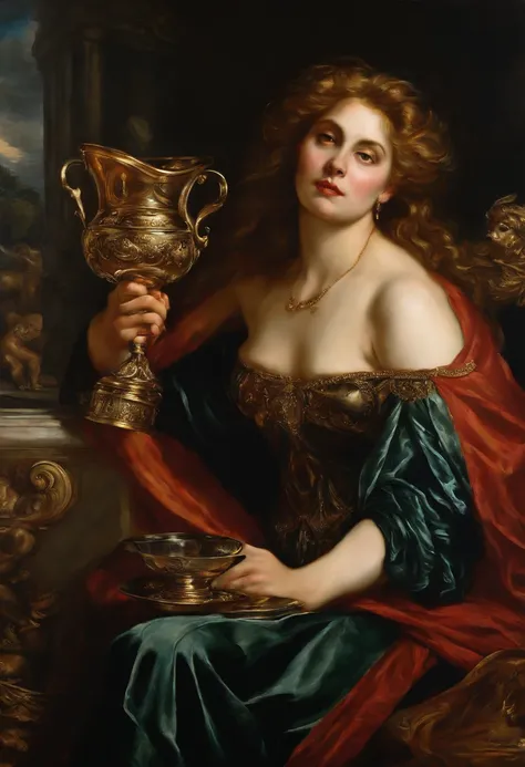 Circe Offering the Cup to Ulysses by Peter Paul Rubens, acrylic on canvas, highly detailed art, intricate, flawless, 32k, uhd, Best quality, top notch quality,