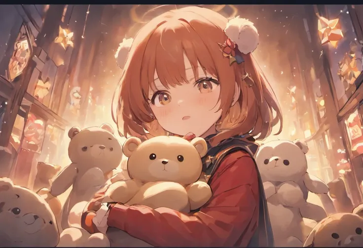 teddy bears、dark circles、bjørn、Brownish、kawaii、kirakira、high-level image quality、With background、Winters、Christmas、present、tree、yuki、dark circles、