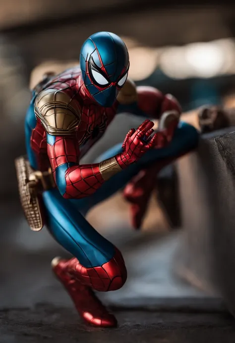 boneco do spider-man, com armadura futurista, estilo cartoon