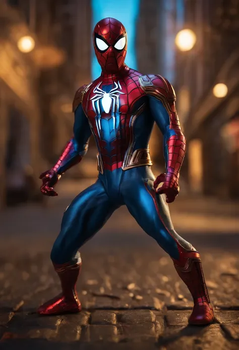 boneco do spider-man, com armadura futurista, estilo cartoon