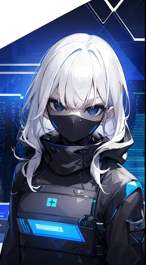 (absurdres, highres, ultra detailed), 1woman, mature female, aged up, wavy long hair, white hair, black eyes, bangs, long sleeve...