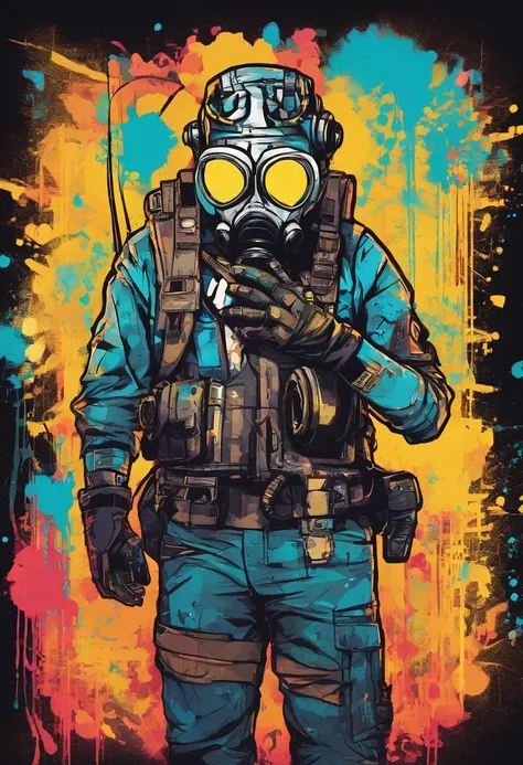 A cartoon character of a man with a gas mask and a gas mask in, foto de perfil 1024px, estilo de arte borderlands, borderlands 3 estilo, Aetherpunk realista, from valve, estilo borderlands, estilo de arte duke nukem, Eldritchpunk, musculoso! Cyberpunk, ima...