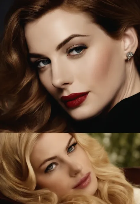 (masterpiece), best quality, anne hathaway, kissing, scarlett johansson blonde