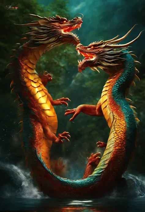 water dragon fight with fire tiger style chinese