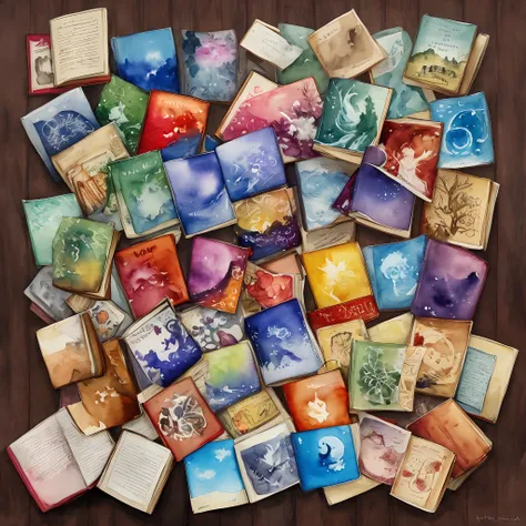 Watercolor thought bubble of books