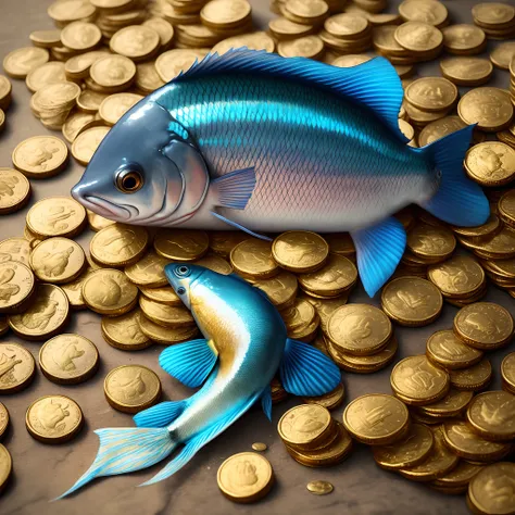 Fish and gold coins