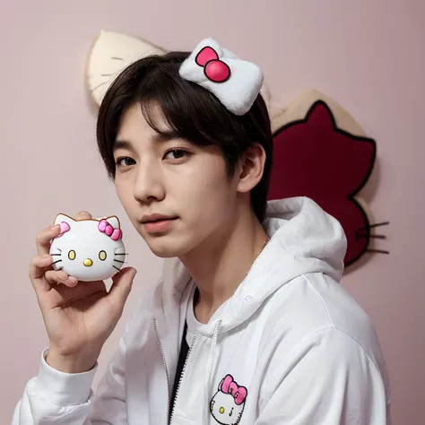 Kim namjoon with hello kitty