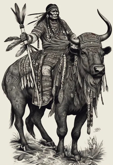 Chief Osceola Riding a Buffalo