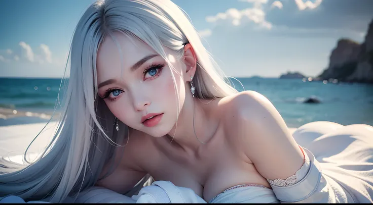 8K high-definition,realistic visual effects,attractive beautiful,clouds,White clouds fill the sky,Gentle lighting,Delicate warmth,the soft light,hyper HD, Extremely colorful,best qualityer,perfect female shape,Upper body photo,Bust photo,HighDynamicRange...