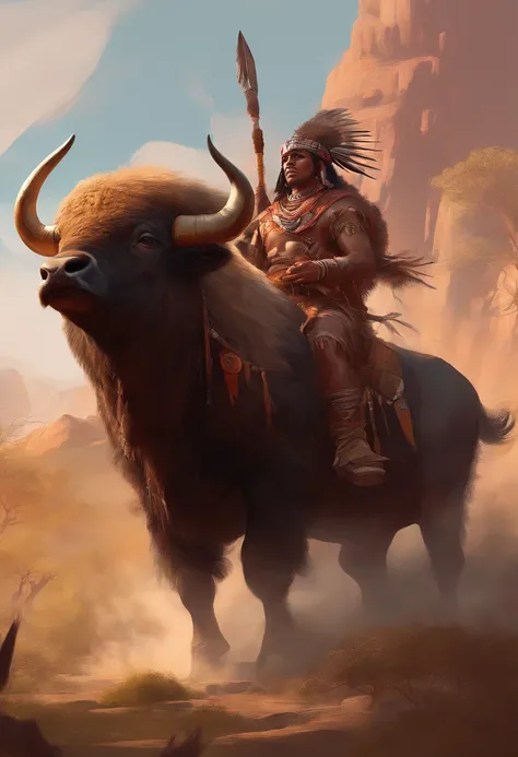 Chief Osceola riding a buffalo