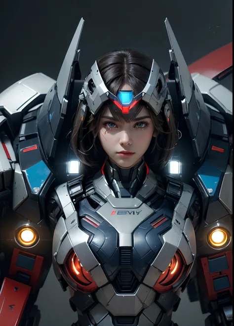 Textured skin, Super Detail, high details, High quality, Best Quality, hight resolution, 1080p, hard disk, Beautiful,(Iron Patriot),(head gear),(full bodyesbian),beautiful cyborg woman,Mecha Cyborg Girl,Battle Mode,Girl with a Mecha Body,She wears a futuri...