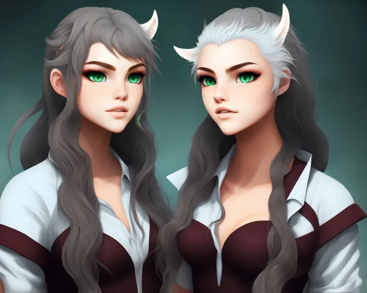 A 20 year old female with long slightly curly dark brown hair, Soft grey green eyes with slihtly tinted skin with lighter colored freckles across her face, with a White and light blue male lightfury at her side.