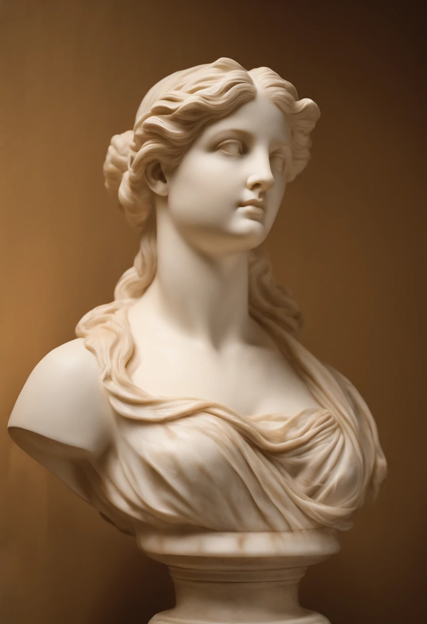 half-bust of Venus, in marble on a column, with loose hair and a laced corset with bare shoulders, facing the photographer, HD, anatomically correct, high quality, anatomically correct, best quality, best quality, HD