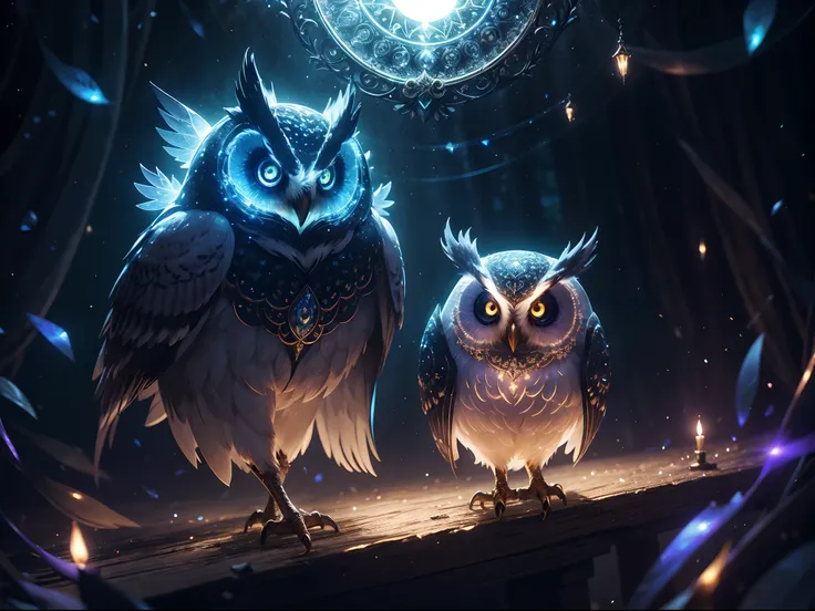 (absurdres:1.2), exquisitely detailed owl, night aura, ethereal, occult, surreal art, shimmer, approaching perfection, ultra hig...