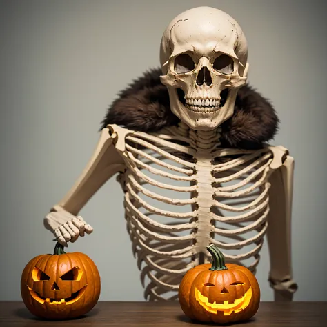 skeleton pumpkin material model（best qualtiy，8k pumpkin skeleton,masterpiece）when the skeleton pumpkin appears，only heard, unsee...