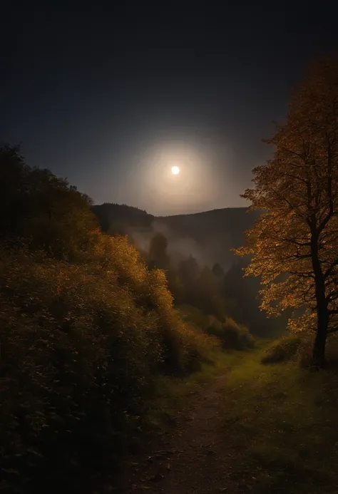 Umfangreiche Landschaftsfotos, (von unten, The sky above us, Offene Felder unten), Ein Junge, der auf einem Blumenfeld steht und nach oben schaut, (Vollmond: 1.2), (Meteor: 0.9), (Nebel: 1.3), ferne Berge, trees BREAK Kunst machen, (Warme Lichtquelle: 1.2)...